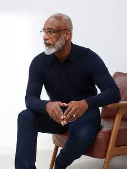 Кашемировый трикотажный топ-поло John Lewis, темно-синий