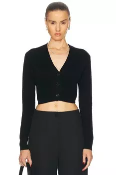 Кашемировый укороченный кардиган с V-образным вырезом Enza Costa, черный