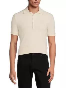 Кашемировый укороченный свитер-поло Thom Browne, белый