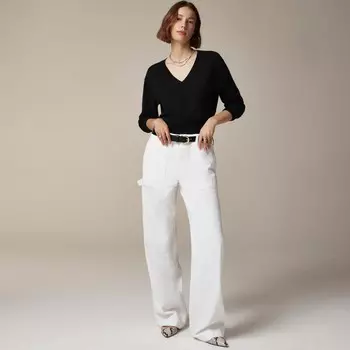 Кашемировый усаженный свитер с V-образным вырезом J.Crew, черный