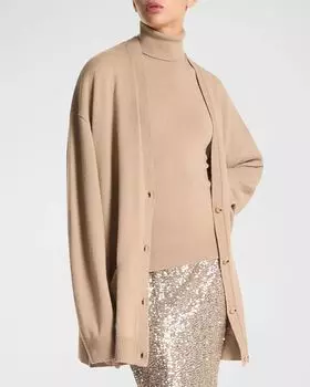 Кашемировый вязаный кардиган оверсайз Michael Kors Collection, цвет Sand