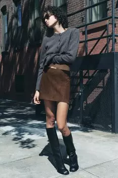 Кашемировый вязаный кардиган ZARA, средне-серый