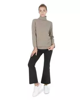 Кашемировый женский свитер с высоким воротником Crown of Edinburgh Coe 0023 экрю Crown Of Edinburgh Cashmere, коричневый