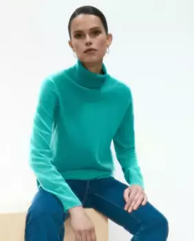 Кашемировый женский свитер с высоким воротником Woman El Corte Ingls, зеленый