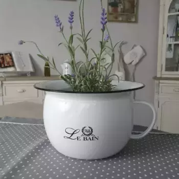 Кашпо Ambiente "камерный горшок/горшок эмалированный", (1 шт.) Ambiente Haus 25х14х22 см, цвет Antikweiss