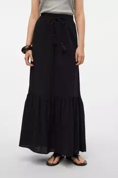 Каскадная летняя юбка макси Vero Moda, черный