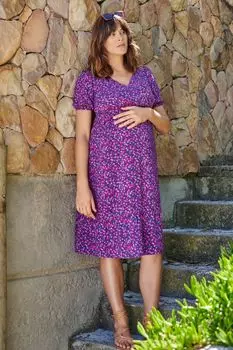 Каскадное платье для беременных JoJo Maman Bb с мелким принтом Jojo Maman Bb, розовый