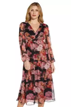 Каскадное платье с узором Plus Adrianna Papell, розовый