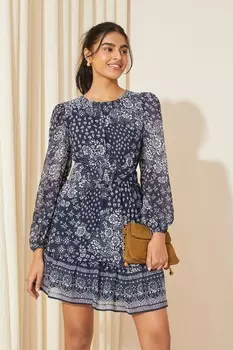 Каскадное шифоновое мини-платье с поясом Friends Like These, синий