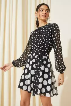 Каскадное шифоновое мини-платье с поясом Friends Like These, черный