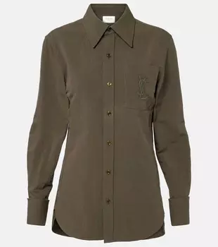 Кассандр рубашка из хлопка и льна Saint Laurent, Kaki