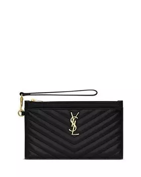 Кассандра Мателасс&;eacute; Большая сумка на молнии из кожи ягненка Saint Laurent, цвет Black