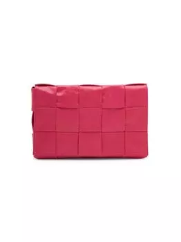 Кассетная бумажная кожаная сумка Intreccio Bottega Veneta, серебряный