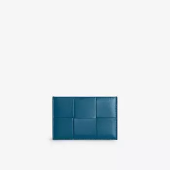 Кассетная визитница из кожи с плетением интреччато Bottega Veneta, желтый