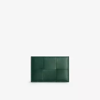 Кассетная визитница из кожи с плетением интреччато Bottega Veneta, зеленый