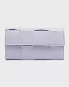 Кассетный кошелек с большим клапаном Bottega Veneta, цвет Oyster-Gold