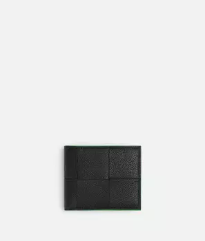 Кассетный складной кошелек с отделением для монет Bottega Veneta, зеленый/черный