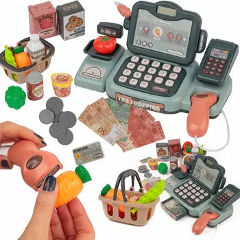Кассовый аппарат для детей, большой набор, интерактивный ЖК-дисплей, звук MAT GROUP