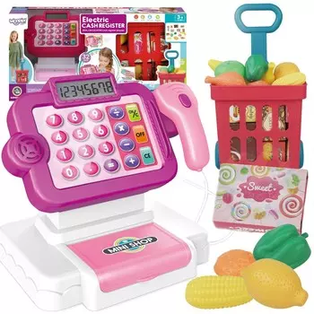 Кассовый аппарат WOOPIE с аксессуарами и корзиной для покупок