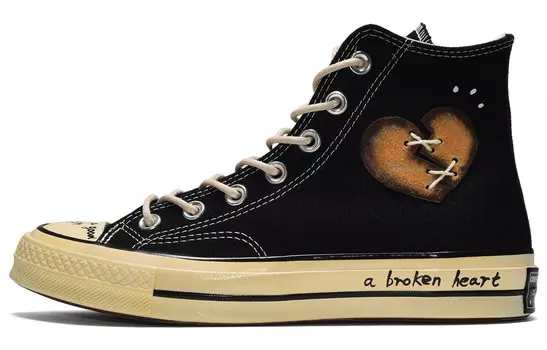 Кастомизированные кеды Converse 1970s Canvas Shoes Unisex High-top, черный/желтый