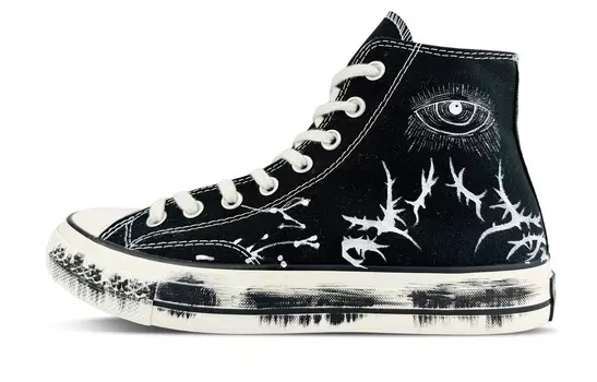 Кастомизированные кеды Converse 1970s Canvas Shoes Unisex High-Top, черный/белый