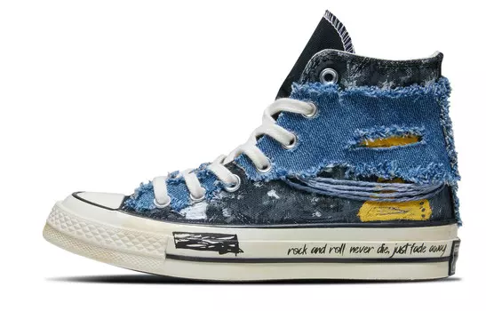 Кастомизированные кеды Converse All Star Canvas Shoes Unisex High-top, синий/черный