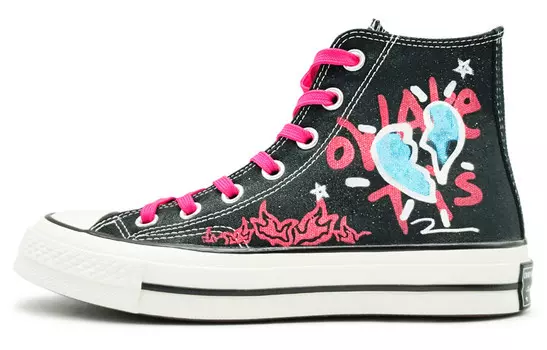 Кастомизированные кеды Converse All Star Canvas Shoes Unisex High-top, розовый/черный