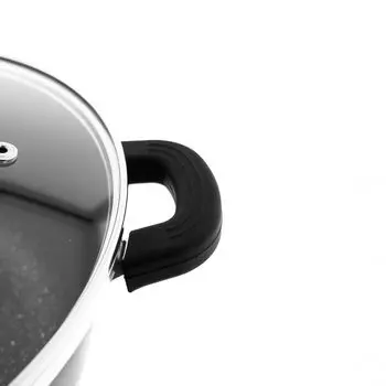 Кастрюли Almina черного цвета со стеклянной крышкой из литого под давлением алюминия с антипригарным покрытием 32 см