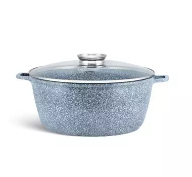 Кастрюля 10л серого цвета, суповая кастрюля, кастрюля для спаржи, кастрюля для соуса, каменное покрытие, стеклянная крышка, индукция EDENBERG