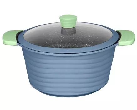 Кастрюля 28см, высота ок. 12,5см KING NEW-WAVE, литой алюминий с керамическим покрытием Внутри: FUSION TI / со стеклянной крышкой