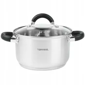 Кастрюля 2 л из нержавеющей стали, кастрюля для супа, индукционная универсальная кастрюля, кастрюля для мяса, силиконовые ручки TOPFANN