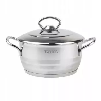 Кастрюля 2 л, кастрюля из нержавеющей стали, суповая кастрюля 18/10, индукционная универсальная кастрюля, кастрюля для мяса TOPFANN