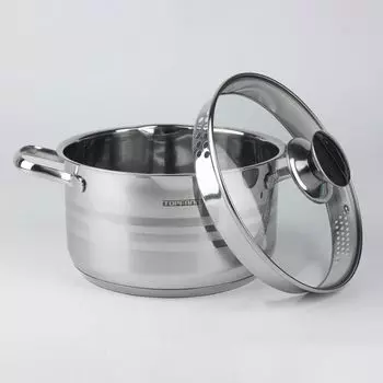 Кастрюля 3 л, универсальная кастрюля, мясная кастрюля, суповая кастрюля, индукционное сито, кастрюля из нержавеющей стали TOPFANN
