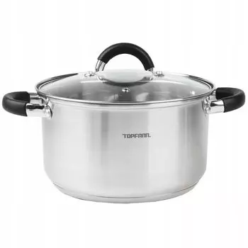 Кастрюля 4 л из нержавеющей стали, кастрюля для супа, индукционная универсальная кастрюля, кастрюля для мяса, силиконовые ручки TOPFANN