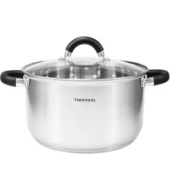 Кастрюля 5 л из нержавеющей стали, кастрюля для приготовления супа, индукционная универсальная кастрюля, кастрюля для мяса TOPFANN