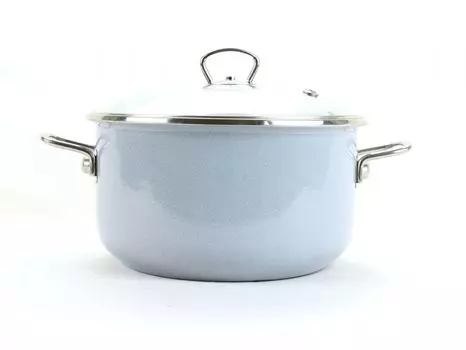 Кастрюля эмалированная Belis Premium, бледно-голубая 18 см, 2,2 л