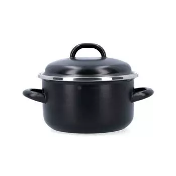 Кастрюля эмалированная с крышкой Belis Lux, черная, 3,5л, 20см