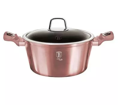 Кастрюля Berlingerhaus с крышкой с титановой поверхностью 28 см I-Rose Edition BH-6036