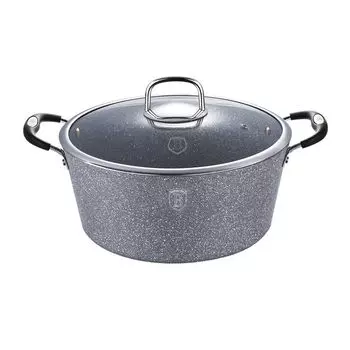 Кастрюля Berlingerhaus с мраморной поверхностью, 24 см, цвет серого камня, сенсорная линия BH-1152