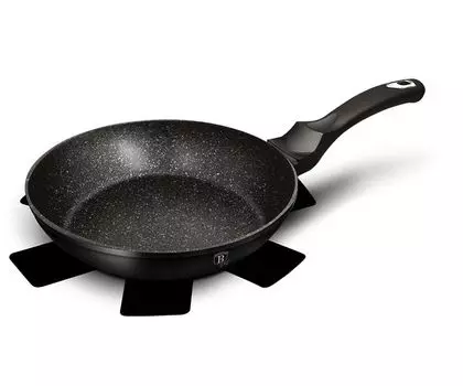 Кастрюля Berlingerhaus с мраморной поверхностью 28 см, черное серебро, коллекция BH-1845, черный