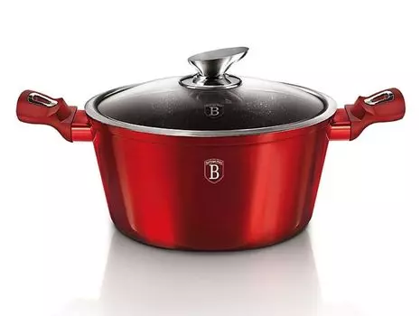 Кастрюля Berlingerhaus с мраморной поверхностью и крышкой 24 см Burgundy Metallic Line BH-1257