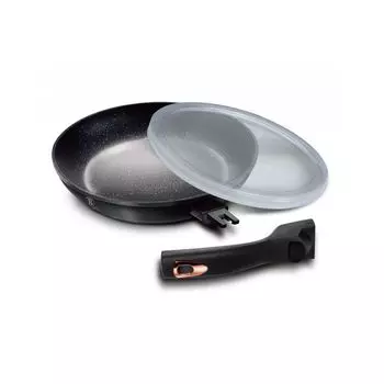 Кастрюля Berlingerhaus со съемной ручкой + крышкой 24 см, коллекция черных роз BH-1951, черный