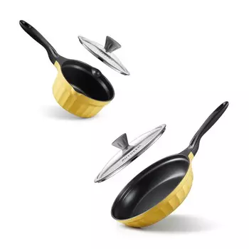 Кастрюля Cheflite с антипригарным покрытием и крышкой, желтый