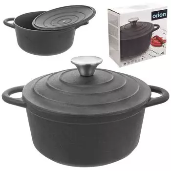 Кастрюля чугунная Orion, кастрюля, чайник из чугуна с тяжелой крышкой, 23 см, 4 л