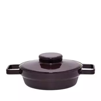 Кастрюля для ароматизации риса с крышкой 20см с двумя ручками эмалированная темный баклажан Riess