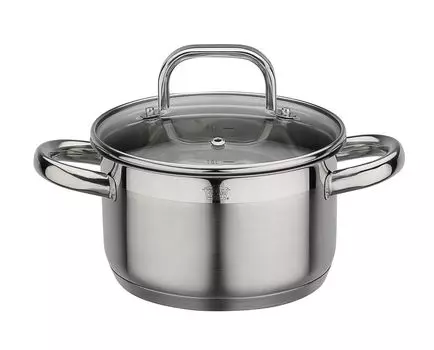 Кастрюля для мяса GSW FOGO со стеклянной крышкой 16см