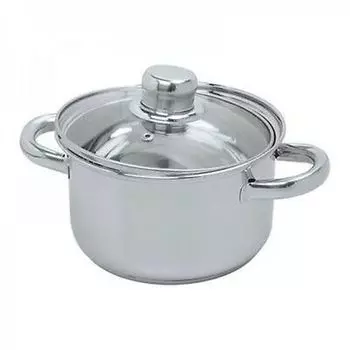 Кастрюля для мяса из нержавеющей стали, кастрюля для приготовления пищи, кастрюля для запекания, индукционная кастрюля со стеклянной крышкой, БОЛЬШОЙ 24 см emeco