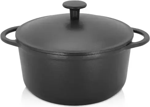 Кастрюля для мяса Krger "Чугунная кастрюля для мяса с крышкой RUSTICA", чугун, (1 шт.), подходит для индукционных плит 20 см + высота 11,3 см, черный