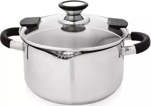 Кастрюля для мяса Krger, нержавеющая сталь, (1 шт.), с носиком и защитой пальцев, индукционная 16 см + высота 9 см, цвет edelstahlfarben