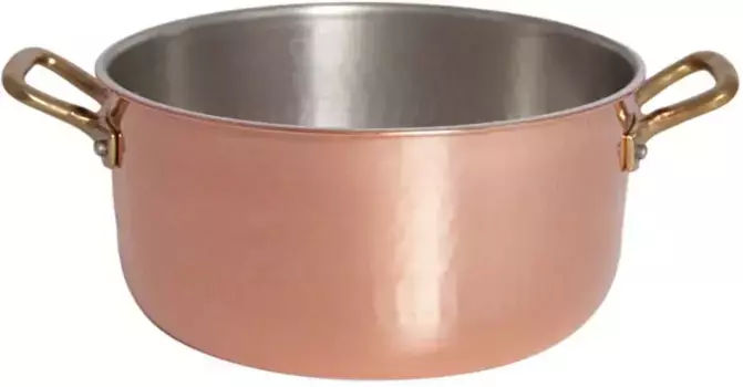 Кастрюля для мяса PINTINOX "Pinti Rame", медь, с 2 ручками, не подходит для индукционной плиты 3,7 л + 24 см + высота 10,5 см, медный